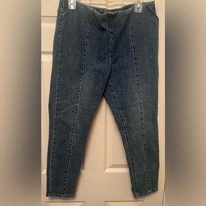 Soft Surroundings Women’s Petite Medium Wash Center Seam Hi Rise Pull On Jean LP